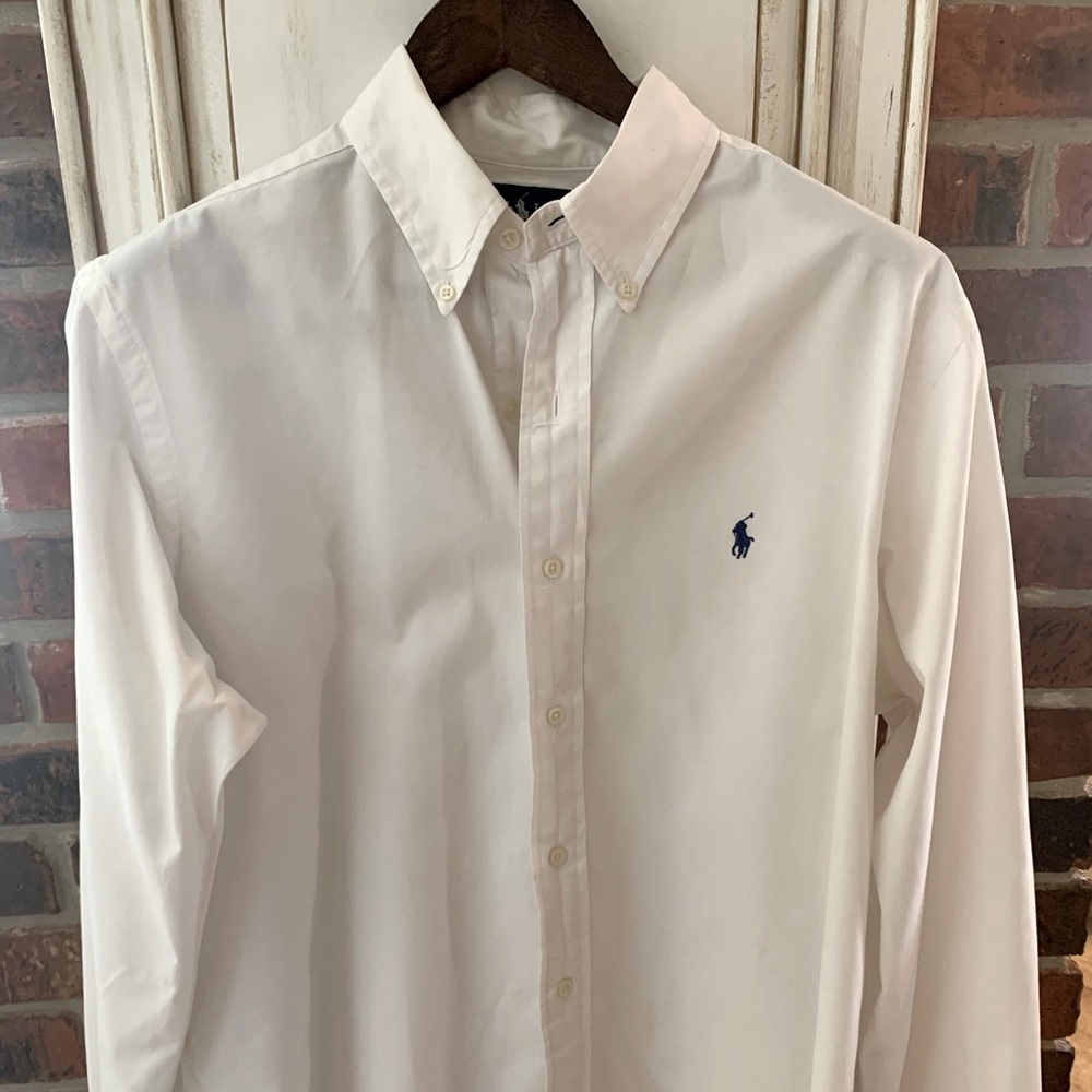 Men’s white Polo Ralph Lauren button up sz Large